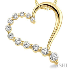 1/4 Ctw Round Cut Diamond Heart Half Journey Pendant in 14K Yellow Gold with Chain 1/4 Ctw Round Cut Diamond Heart Half Journey Pendant in 14K Yellow Gold with Chain
