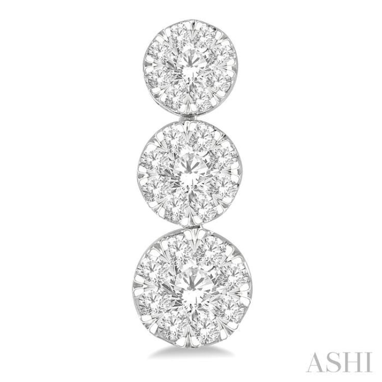 1 Ctw Hanging Triple Mount Lovebright Round Cut Diamond Earring in 14K White Gold 1 Ctw Hanging Triple Mount Lovebright Round Cut Diamond Earring in 14K White Gold