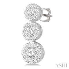 1 Ctw Hanging Triple Mount Lovebright Round Cut Diamond Earring in 14K White Gold 1 Ctw Hanging Triple Mount Lovebright Round Cut Diamond Earring in 14K White Gold