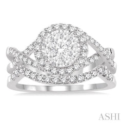 7/8 ctw Diamond Wedding Set with 3/4 ctw Lovebright Round Cut Engagement Ring and 1/5 ctw Wedding Band in 14K White Gold 7/8 ctw Diamond Wedding Set with 3/4 ctw Lovebright Round Cut Engagement Ring and 1/5 ctw Wedding Band in 14K White Gold