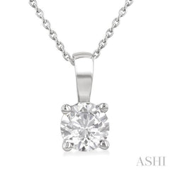 1 Ctw Prong Set Round Cut Diamond Solitaire Pendant With Chain in 14K White Gold 1 Ctw Prong Set Round Cut Diamond Solitaire Pendant With Chain in 14K White Gold