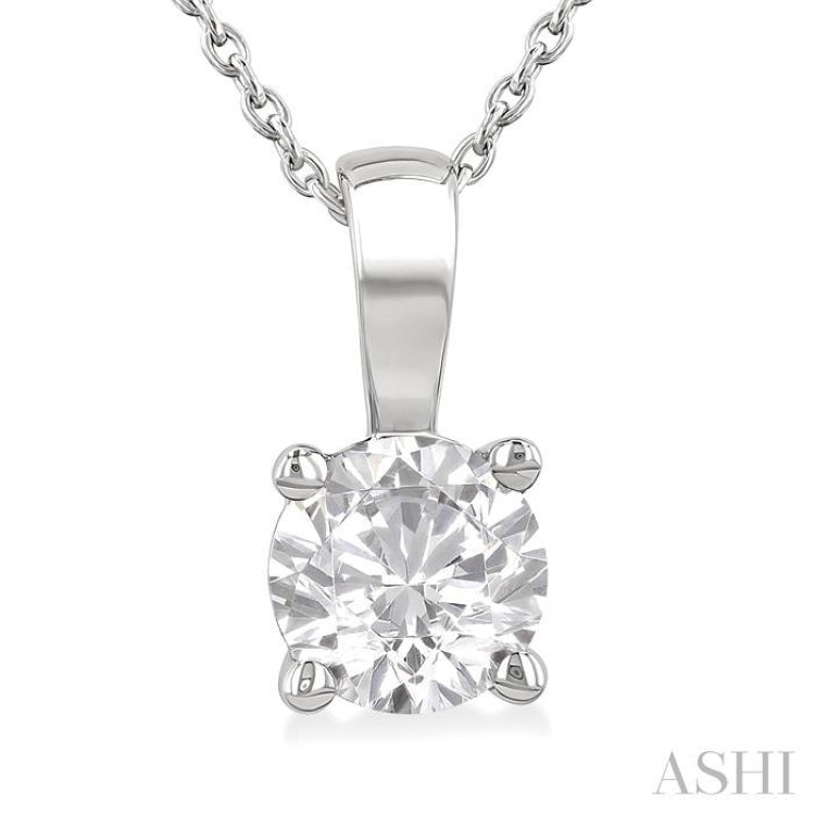 1 Ctw Prong Set Round Cut Diamond Solitaire Pendant With Chain in 14K White Gold 1 Ctw Prong Set Round Cut Diamond Solitaire Pendant With Chain in 14K White Gold