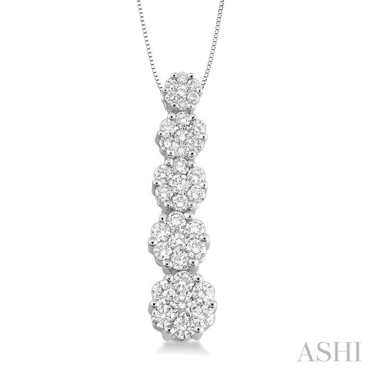 1 Ctw Journey Diamond Pendant in 14K White Gold with Chain 1 Ctw Journey Diamond Pendant in 14K White Gold with Chain