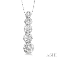 1 Ctw Journey Diamond Pendant in 14K White Gold with Chain 1 Ctw Journey Diamond Pendant in 14K White Gold with Chain