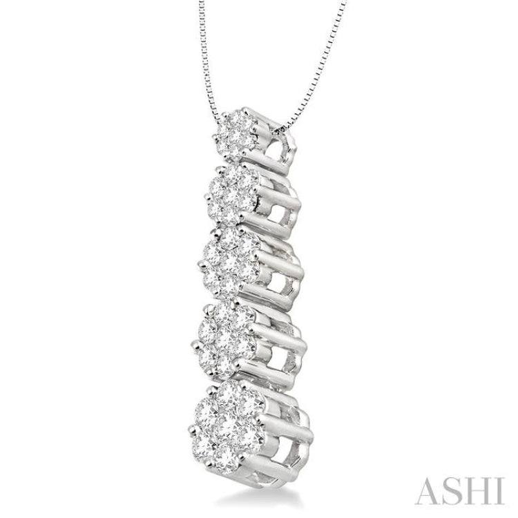 1 Ctw Journey Diamond Pendant in 14K White Gold with Chain 1 Ctw Journey Diamond Pendant in 14K White Gold with Chain