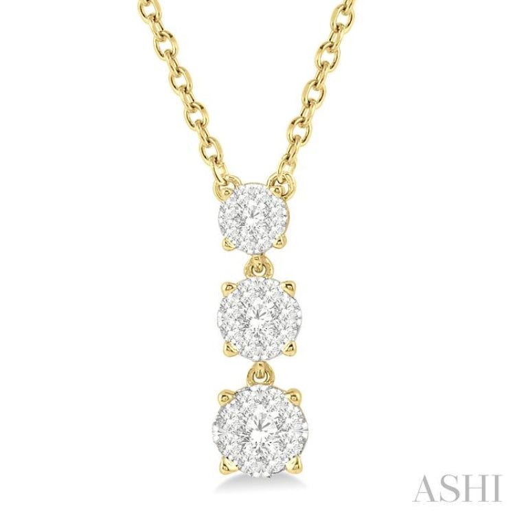 1/3 Ctw Round Cut Lovebright Diamond Layered Pendant in 14K Yellow Gold 1/3 Ctw Round Cut Lovebright Diamond Layered Pendant in 14K Yellow Gold