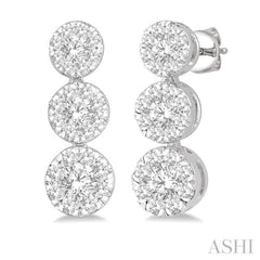 1/2 Ctw Hanging Triple Mount Lovebright Round Cut Diamond Earring in 14K White Gold 1/2 Ctw Hanging Triple Mount Lovebright Round Cut Diamond Earring in 14K White Gold