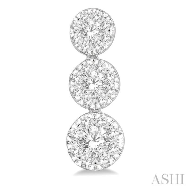 1/2 Ctw Hanging Triple Mount Lovebright Round Cut Diamond Earring in 14K White Gold 1/2 Ctw Hanging Triple Mount Lovebright Round Cut Diamond Earring in 14K White Gold