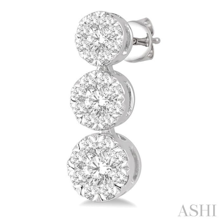 1/2 Ctw Hanging Triple Mount Lovebright Round Cut Diamond Earring in 14K White Gold 1/2 Ctw Hanging Triple Mount Lovebright Round Cut Diamond Earring in 14K White Gold