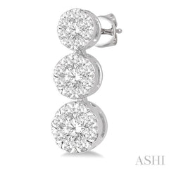 1/2 Ctw Hanging Triple Mount Lovebright Round Cut Diamond Earring in 14K White Gold 1/2 Ctw Hanging Triple Mount Lovebright Round Cut Diamond Earring in 14K White Gold