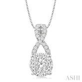 1/2 Ctw Lovebright Round Cut Diamond Pendant in 14K White Gold with Chain