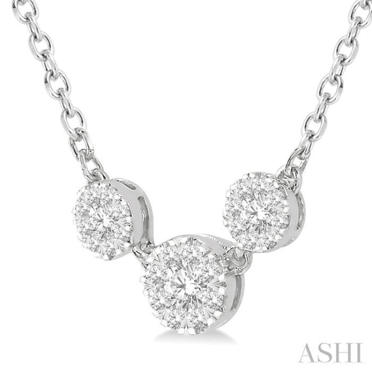 1/3 Ctw 3-Stone Lovebright Round Cut Diamond Necklace in 14K White Gold 1/3 Ctw 3-Stone Lovebright Round Cut Diamond Necklace in 14K White Gold