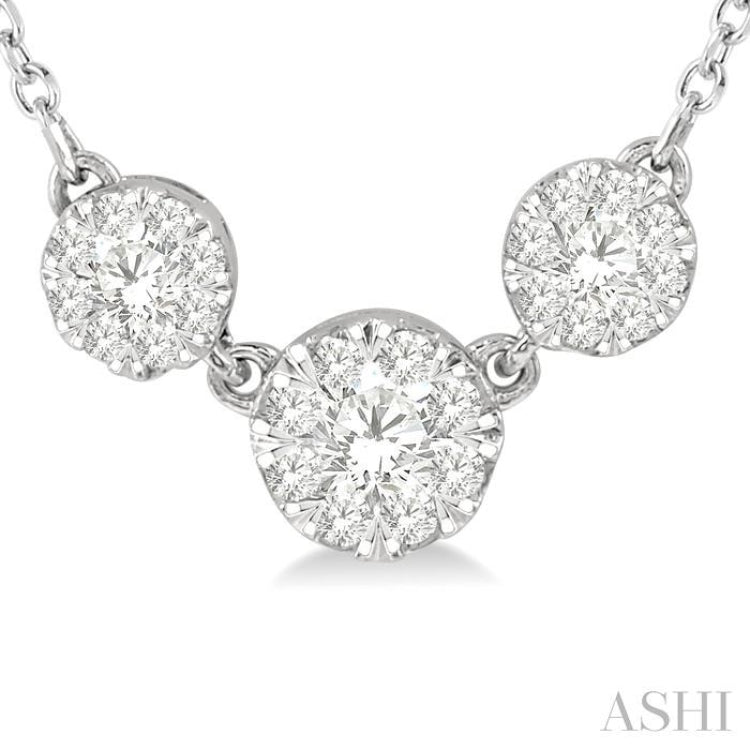 1/3 Ctw 3-Stone Lovebright Round Cut Diamond Necklace in 14K White Gold 1/3 Ctw 3-Stone Lovebright Round Cut Diamond Necklace in 14K White Gold