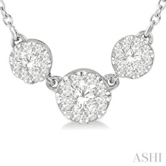 1/3 Ctw 3-Stone Lovebright Round Cut Diamond Necklace in 14K White Gold 1/3 Ctw 3-Stone Lovebright Round Cut Diamond Necklace in 14K White Gold