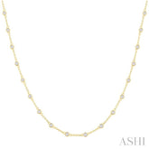 1 Ctw Bezel Set Round Cut Diamond Station Necklace in 14K Yellow Gold