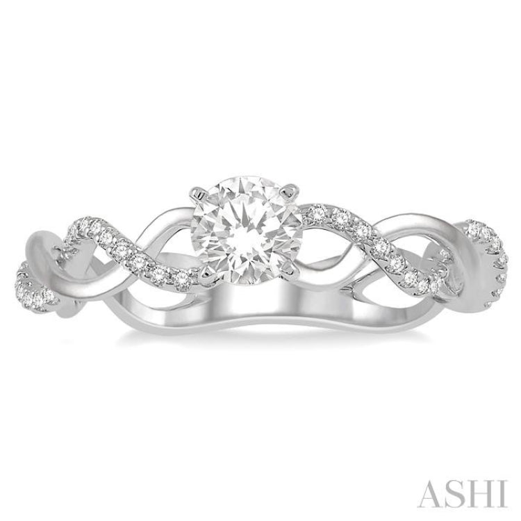 1/6 Ctw Entwined Shank Semi-Mount Round Cut Diamond Engagement Ring in 14K White Gold 1/6 Ctw Entwined Shank Semi-Mount Round Cut Diamond Engagement Ring in 14K White Gold