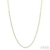 2 5/8 Ctw Round Cut Diamond Paperclip Chain Tennis Necklace in 14K Yellow Gold