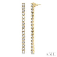 3 ctw Single Line Drop Round Cut Diamond Tennis Earring in 14K Yellow Gold 3 ctw Single Line Drop Round Cut Diamond Tennis Earring in 14K Yellow Gold