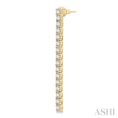 3 ctw Single Line Drop Round Cut Diamond Tennis Earring in 14K Yellow Gold 3 ctw Single Line Drop Round Cut Diamond Tennis Earring in 14K Yellow Gold