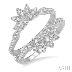 1/2 Ctw Carved Lotus Center Round Cut Diamond Insert Ring in 14K White Gold 1/2 Ctw Carved Lotus Center Round Cut Diamond Insert Ring in 14K White Gold