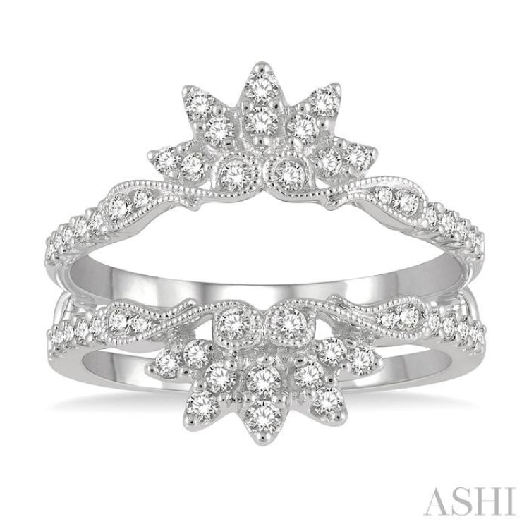 1/2 Ctw Carved Lotus Center Round Cut Diamond Insert Ring in 14K White Gold 1/2 Ctw Carved Lotus Center Round Cut Diamond Insert Ring in 14K White Gold