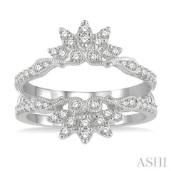 1/2 Ctw Carved Lotus Center Round Cut Diamond Insert Ring in 14K White Gold 1/2 Ctw Carved Lotus Center Round Cut Diamond Insert Ring in 14K White Gold