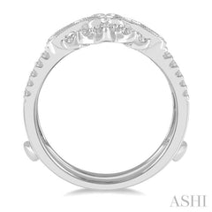 1/2 Ctw Carved Lotus Center Round Cut Diamond Insert Ring in 14K White Gold 1/2 Ctw Carved Lotus Center Round Cut Diamond Insert Ring in 14K White Gold