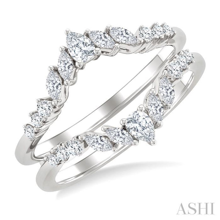 1/2 Ctw Chevron Pear, Marquise and Round Cut Diamond Insert Ring in 14K White Gold 1/2 Ctw Chevron Pear, Marquise and Round Cut Diamond Insert Ring in 14K White Gold