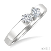 1/3 Ctw Toi Et Moi 2-Stone Pear and Oval Cut Diamond Fashion Ring in 14K White Gold