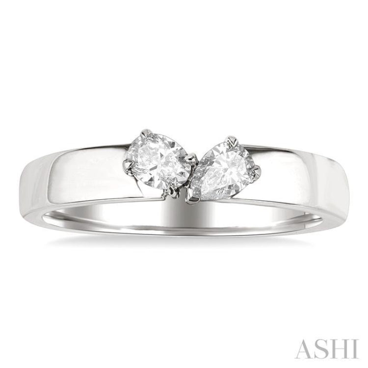 1/3 Ctw Toi Et Moi 2-Stone Pear and Oval Cut Diamond Fashion Ring in 14K White Gold 1/3 Ctw Toi Et Moi 2-Stone Pear and Oval Cut Diamond Fashion Ring in 14K White Gold