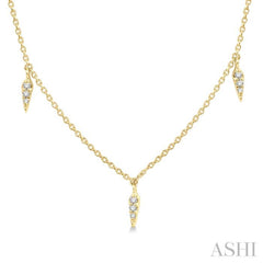 1/10 Ctw Spearhead Mount Round Cut Diamond Station Necklace in 14K Yellow Gold 1/10 Ctw Spearhead Mount Round Cut Diamond Station Necklace in 14K Yellow Gold