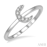 1/20 Ctw Crescent Round Cut Diamond Petite Fashion Ring in 10K White Gold