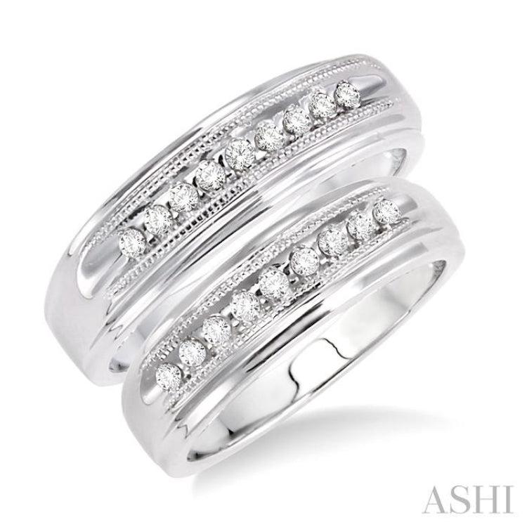 1/4 ctw Round Cut Diamond Duos Ring Set in 14K White Gold 1/4 ctw Round Cut Diamond Duos Ring Set in 14K White Gold