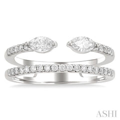 1/2 Ctw Split Twin Row 2-Stone Marquise and Round Cut Diamond Fashion Ring in 14K White Gold 1/2 Ctw Split Twin Row 2-Stone Marquise and Round Cut Diamond Fashion Ring in 14K White Gold
