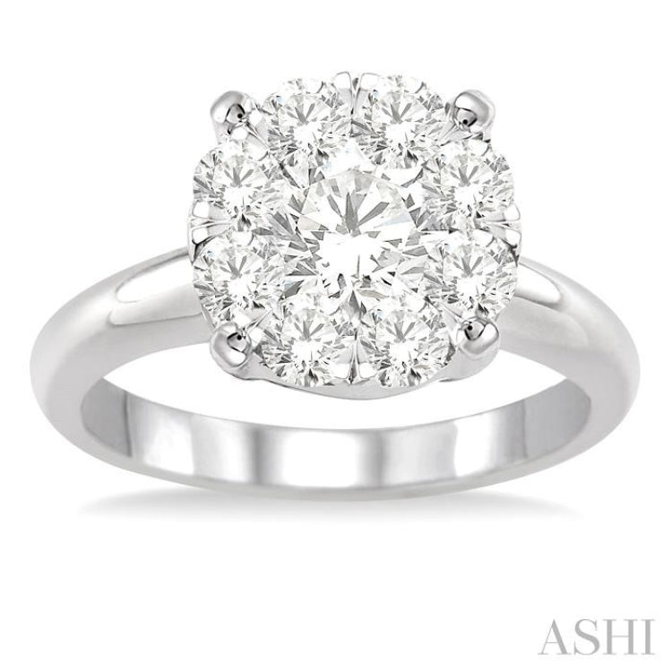 1 1/2 Ctw Lovebright Round Cut Diamond Ring in 14K White Gold 1 1/2 Ctw Lovebright Round Cut Diamond Ring in 14K White Gold