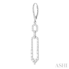 1 1/5 Ctw Paperclip Baguette and Single Cut Diamond Long Fashion Earrings in 14K White Gold 1 1/5 Ctw Paperclip Baguette and Single Cut Diamond Long Fashion Earrings in 14K White Gold