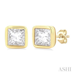 1/5 Ctw Petite Bezel Set Princess Cut Diamond Fashion Stud Earring in 10K Yellow Gold 1/5 Ctw Petite Bezel Set Princess Cut Diamond Fashion Stud Earring in 10K Yellow Gold