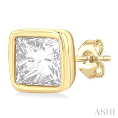 1/5 Ctw Petite Bezel Set Princess Cut Diamond Fashion Stud Earring in 10K Yellow Gold 1/5 Ctw Petite Bezel Set Princess Cut Diamond Fashion Stud Earring in 10K Yellow Gold