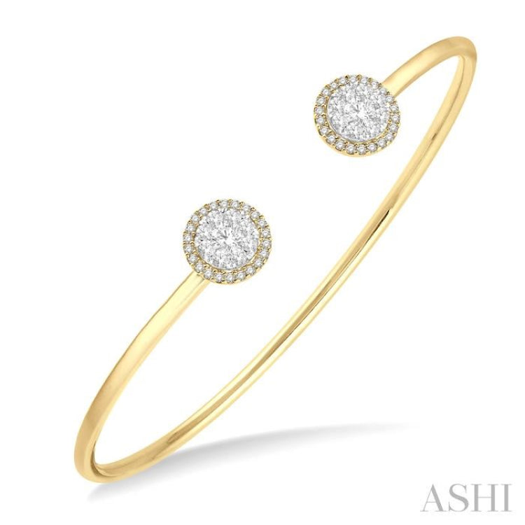 5/8 ctw Lovebright Round Open Cuff Diamond Bangle in 14K Yellow and White Gold 5/8 ctw Lovebright Round Open Cuff Diamond Bangle in 14K Yellow and White Gold