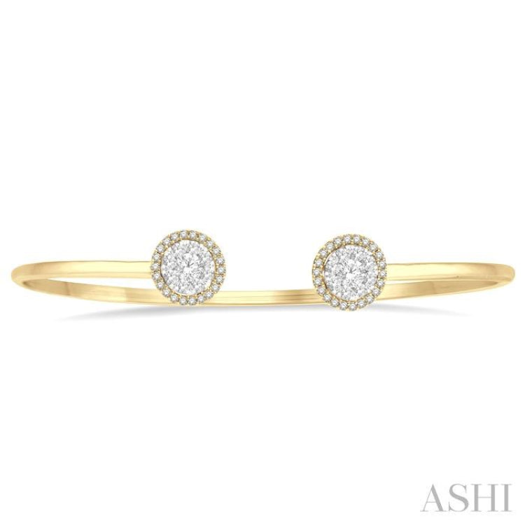 5/8 ctw Lovebright Round Open Cuff Diamond Bangle in 14K Yellow and White Gold 5/8 ctw Lovebright Round Open Cuff Diamond Bangle in 14K Yellow and White Gold