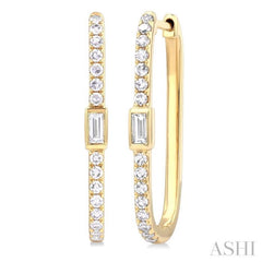 3/8 Ctw Rectangular Shape Baguette and Round Cut Diamond Fashion Hoop Earrings in 14K Yellow Gold 3/8 Ctw Rectangular Shape Baguette and Round Cut Diamond Fashion Hoop Earrings in 14K Yellow Gold