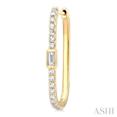 3/8 Ctw Rectangular Shape Baguette and Round Cut Diamond Fashion Hoop Earrings in 14K Yellow Gold 3/8 Ctw Rectangular Shape Baguette and Round Cut Diamond Fashion Hoop Earrings in 14K Yellow Gold