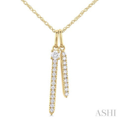 1/6 Ctw Twin Vertical Bar Round Cut Diamond Fashion Pendant With Chain in 14K Yellow Gold 1/6 Ctw Twin Vertical Bar Round Cut Diamond Fashion Pendant With Chain in 14K Yellow Gold
