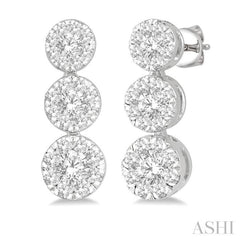 1/2 Ctw Hanging Triple Mount Lovebright Round Cut Diamond Earring in 14K White Gold 1/2 Ctw Hanging Triple Mount Lovebright Round Cut Diamond Earring in 14K White Gold