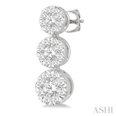 1/2 Ctw Hanging Triple Mount Lovebright Round Cut Diamond Earring in 14K White Gold 1/2 Ctw Hanging Triple Mount Lovebright Round Cut Diamond Earring in 14K White Gold