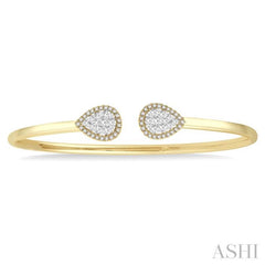5/8 ctw Pear Shape Lovebright Open Cuff Diamond Bangle in 14K Yellow and White Gold 5/8 ctw Pear Shape Lovebright Open Cuff Diamond Bangle in 14K Yellow and White Gold