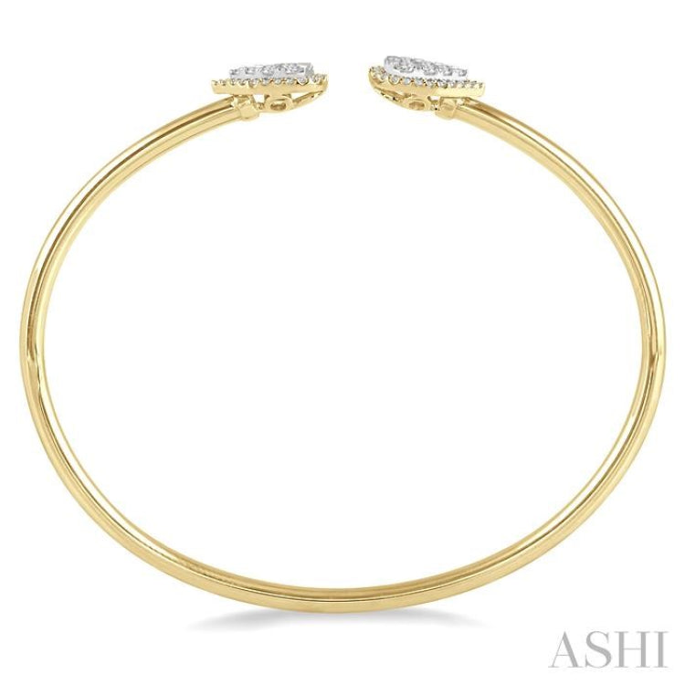 5/8 ctw Pear Shape Lovebright Open Cuff Diamond Bangle in 14K Yellow and White Gold 5/8 ctw Pear Shape Lovebright Open Cuff Diamond Bangle in 14K Yellow and White Gold