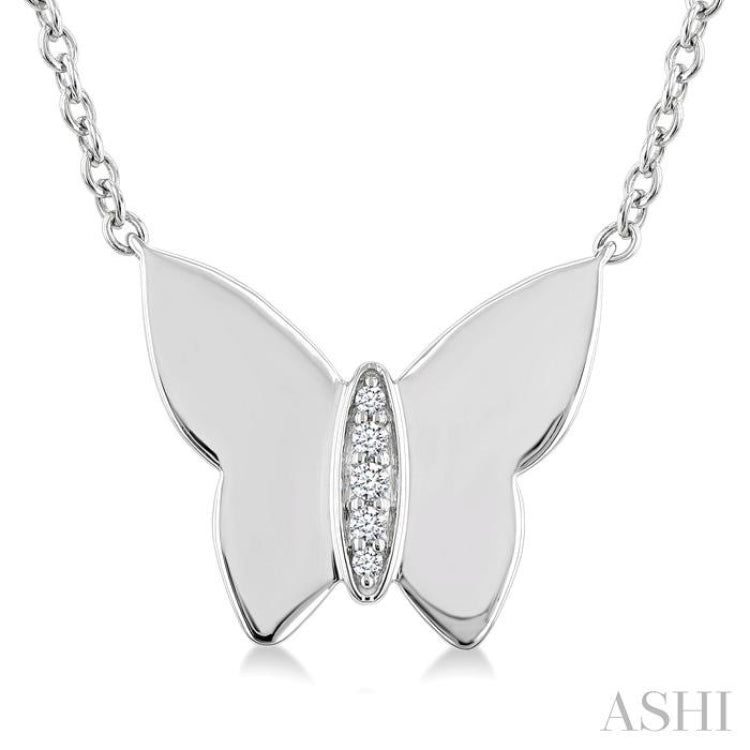 1/20 Ctw Butterfly Single Cut Diamond Fashion Pendant With Chain in Sterling Silver 1/20 Ctw Butterfly Single Cut Diamond Fashion Pendant With Chain in Sterling Silver
