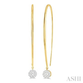 1/3 Ctw Round Dangler Lovebright Diamond Earring in 14K Yellow and White Gold
