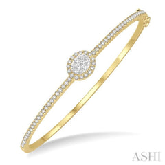 1 ctw Oval Shape Lovebright Round Cut Diamond Stackable Bangle in 14K Yellow and White Gold 1 ctw Oval Shape Lovebright Round Cut Diamond Stackable Bangle in 14K Yellow and White Gold